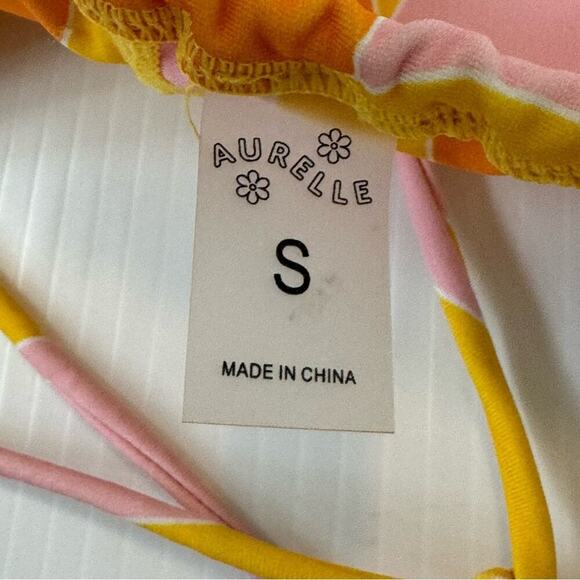 Aurelle swim pink and orange string bikini size small - Picture 3 of 6